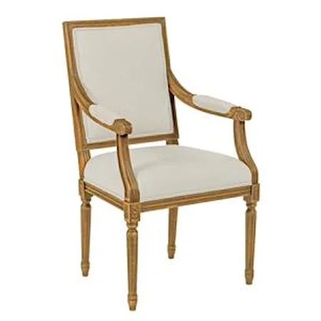 Traditional Upholstered French Dining Arm Chair